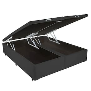 Base Box Bipartida Baú Casal em Suede 43x188x138 Universal Cor Preto