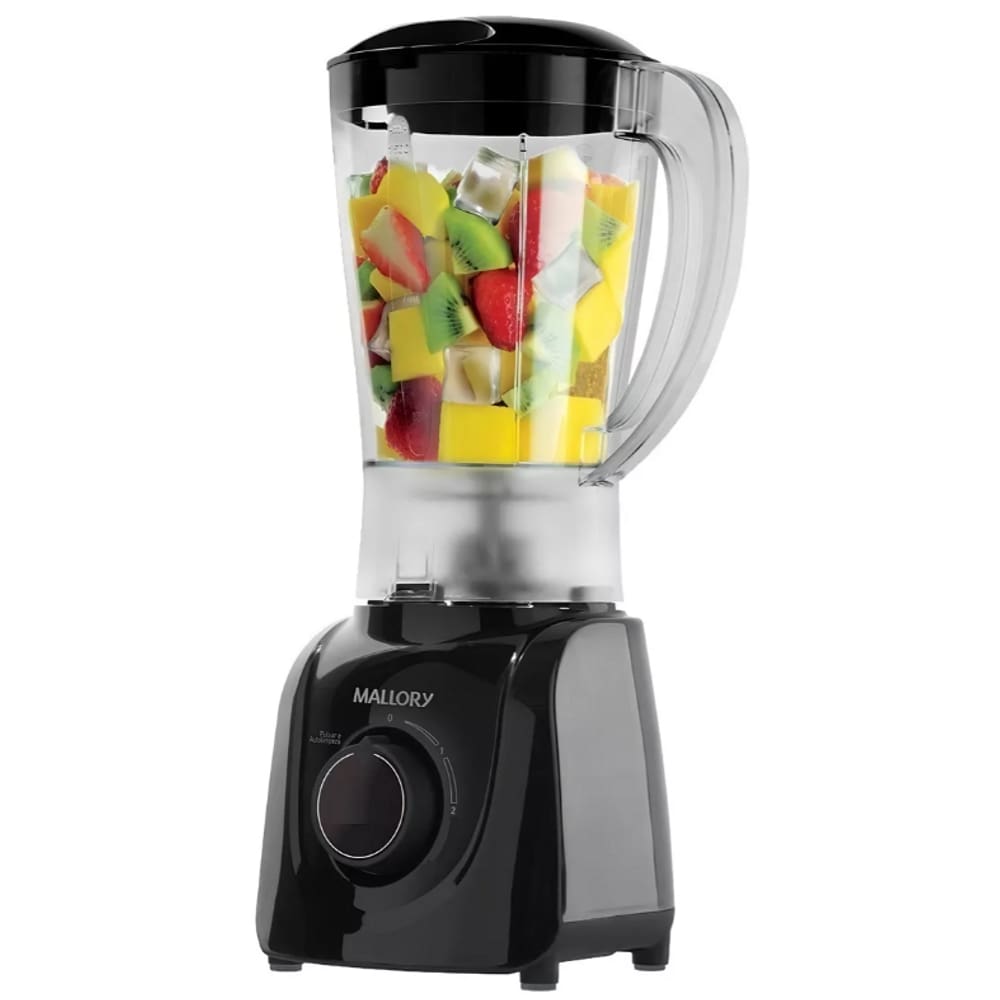 Liquidificador 520W Mallory 2.1L 2 Velocidades Laminas em Inox Preto 127V
