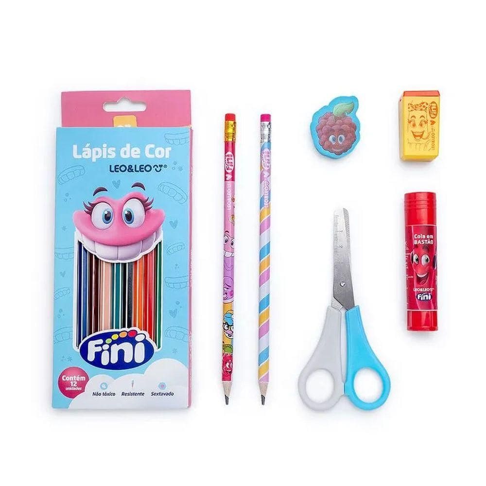 Kit Escolar Fini c/ 7 Ítens - Leo e Leo