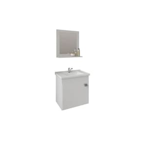 Balcão p/ Banheiro Suspenso Iris c/ Cuba 44cm e Espelheira 40cm Branco - MGM