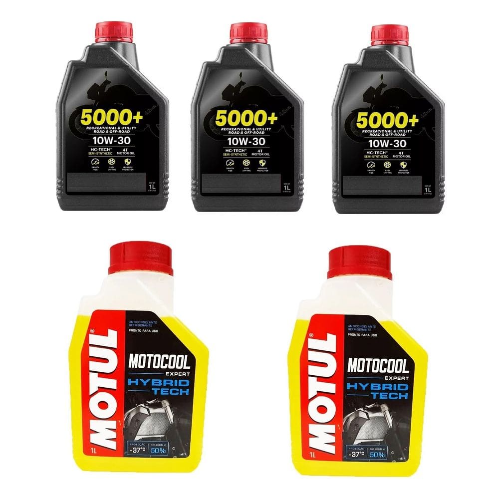 Kit 3X Óleos Motul 5000+ 10W300 + 2X Motocool Honda Cb500f Cb500x Cbr500r
