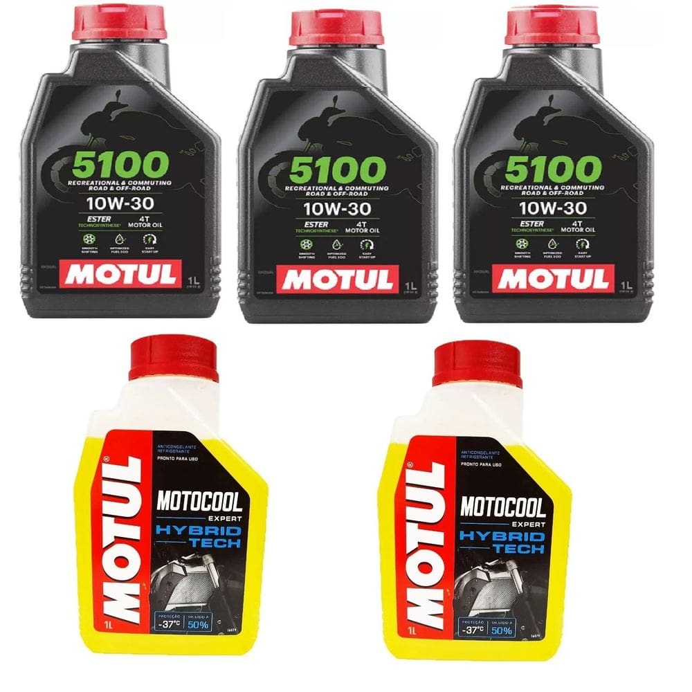Kit 3X Óleos Motul 5100 10W300 Semi-Sintético + 2X Motocool Honda Cb500f Cb500x Cbr500r