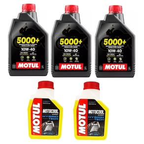 Kit Troca Óleo Moto 3 Motul 5000+ 10W40 4T + 2 Motocool Mt07