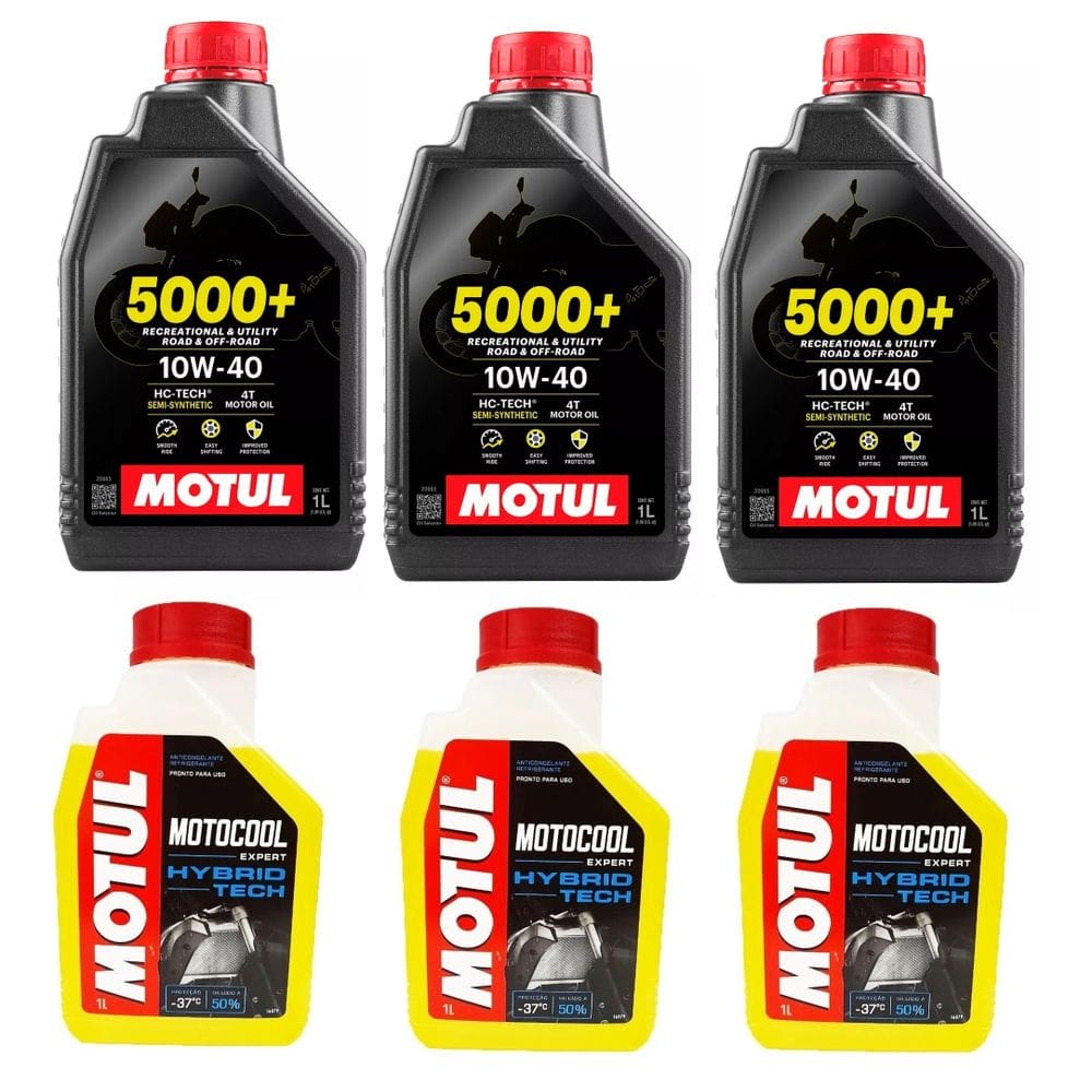 Kit Troca De Óleo Moto 3X Motul 5000+ 10W40 4T + 3 Motocool Expert -37º 1L Mt09 Tracer 900