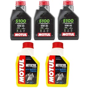 Kit Troca De Oleo Moto 3X Motul 5100 10W400 + 2X Motocool Anticongelante Mt 03 R3