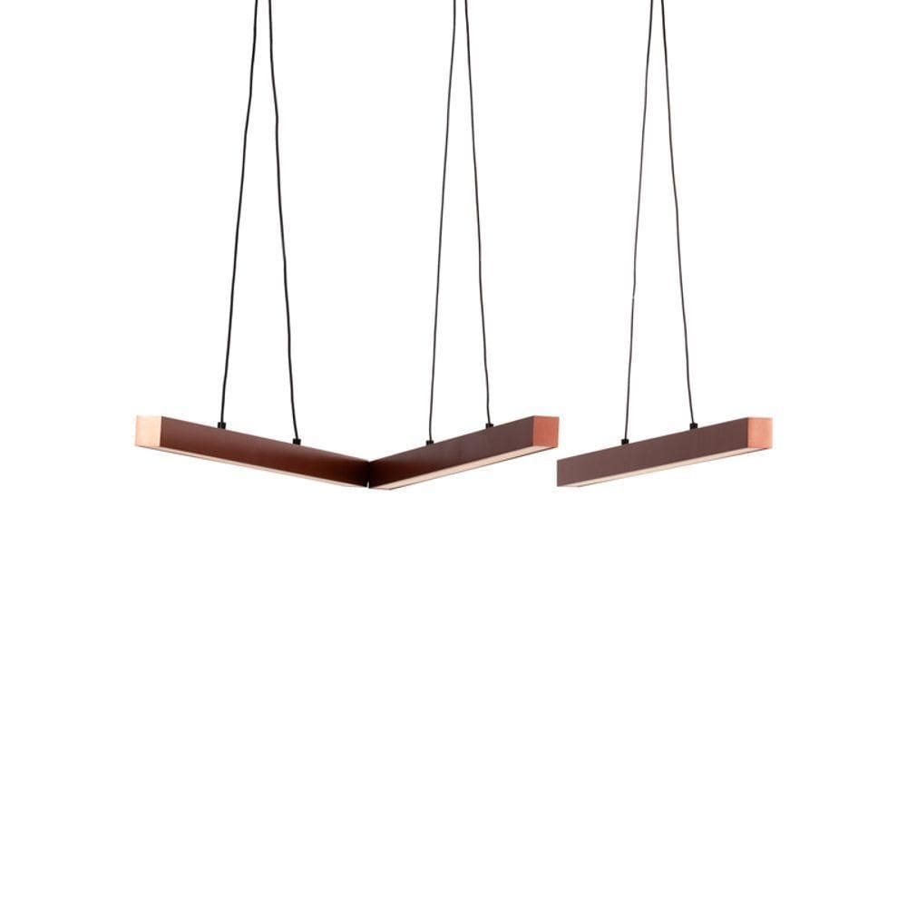 Lustre Pendente Newline Fit Led 725 Bivolt Cobre 3000k Luz Amarela