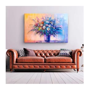 Quadro Folhas E Flores Color Flowers C- Moldura Dourada E Vidro Tamanho:120 X 80 Cm
