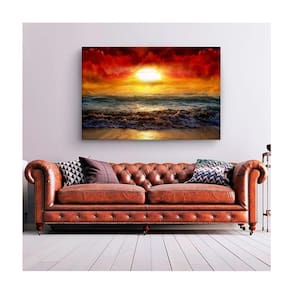 Quadro Paisagens E Natureza Beautiful Sunset C- Moldura Marrom Tamanho:100 X 70 Cm