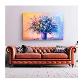 Quadro Folhas E Flores Color Flowers C- Moldura Prata E Vidro Tamanho:120 X 80 Cm
