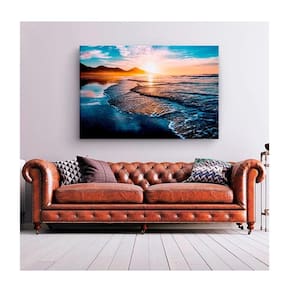 Quadro Paisagens E Natureza Amazing Beautiful Sunset C- Moldura Marrom Tamanho:100 X 70 Cm