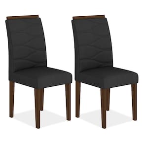 Kit 2 Cadeiras Estofadas Vitória Imbuia/preto - Móveis Arapongas
