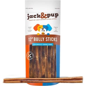 Dog Bully Sticks Jack & Pup Thick Bully Sticks 30 cm, pacote com 5