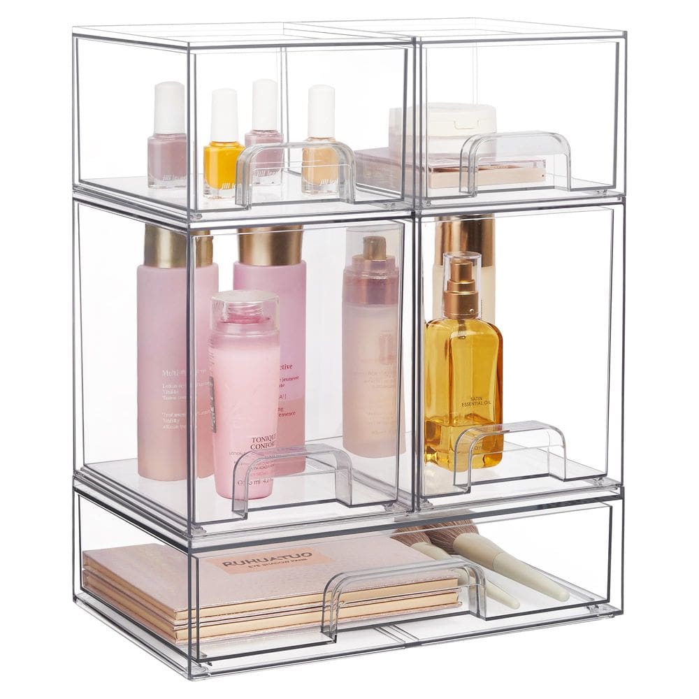 Conjunto de gavetas de armazenamento Vtopmart Stackable Clear Plastic x5