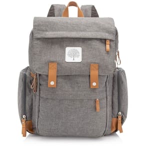 Mochila de fraldas Parker Baby Large com bolsos isolados cinza