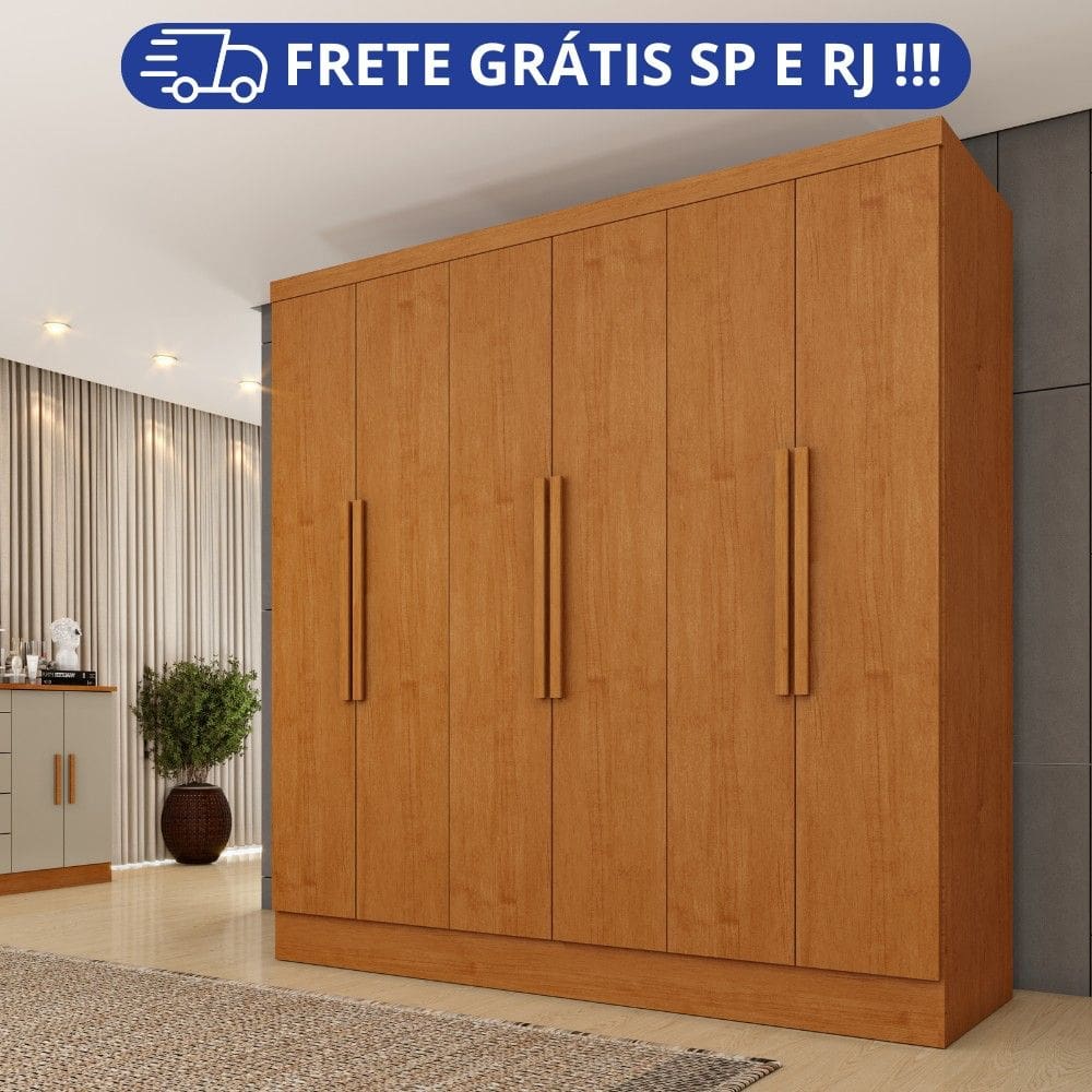 Guarda Roupa Casal ou Solteiro 06 Portas 04 Gavetas Bariloche Tcil
