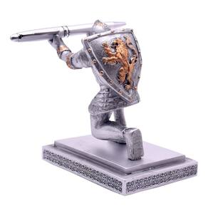 Porta-canetas AMJUDOT Knight Shield Soldier Resin Silver 19cm