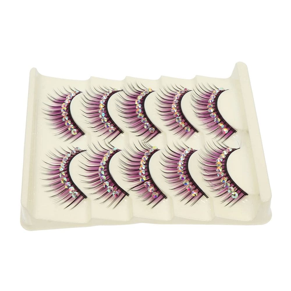 Cílios postiços HEALLILY Diamond Faux Lashes 5 pares de roxos