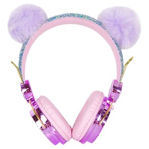Fones de ouvido HEALLILY para crianças e crianças acima da orelha com microfone roxo