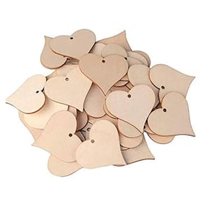 Etiquetas de nome em branco Wooden Love Heart Slices 40 mm 50 unidades WOIWO