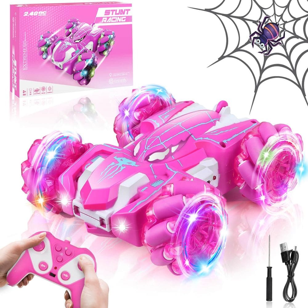 Carro de controle remoto Dolanus Spider para crianças de 3 a 13 anos rosa
