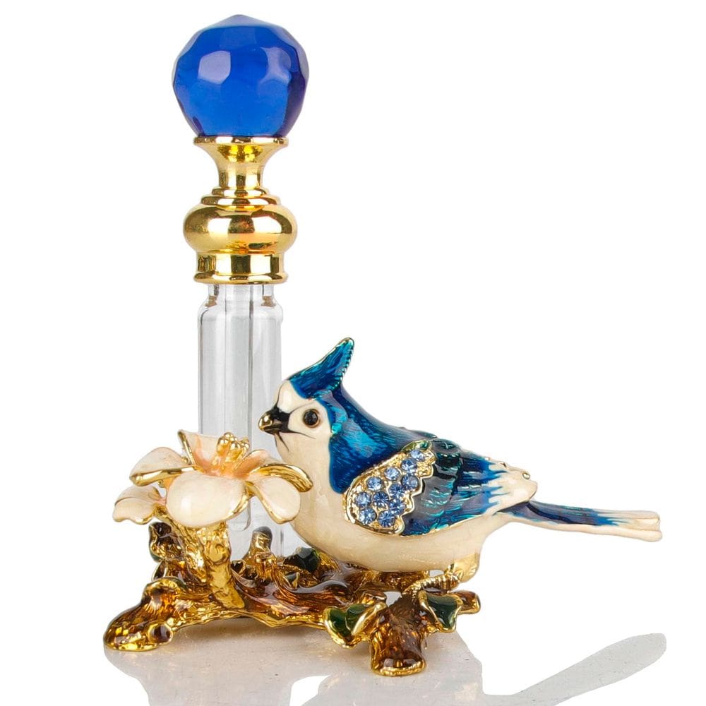 Frasco de perfume SEVENBEES Vintage Glass 4 mL com pássaro cardinal azul
