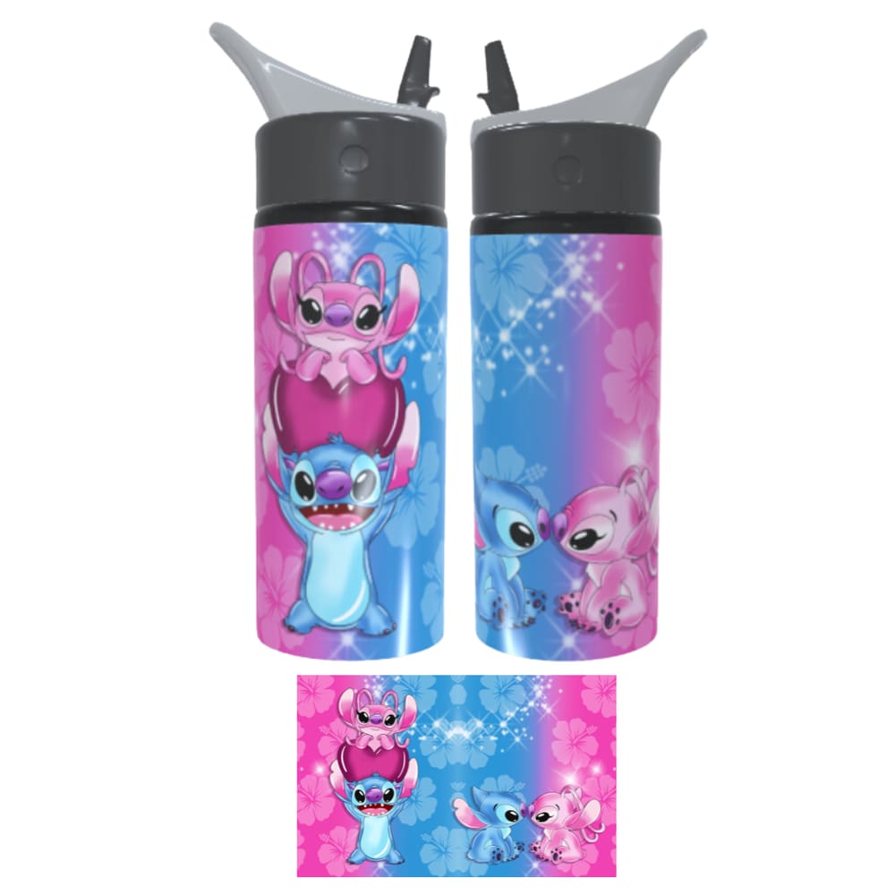 Garrafa Squeeze 600ml Stitch Angel Escolar Fofo Academia