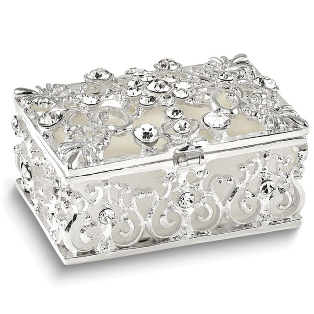 Caixa de joias SEVENBEES Silver Square com strass para mulheres