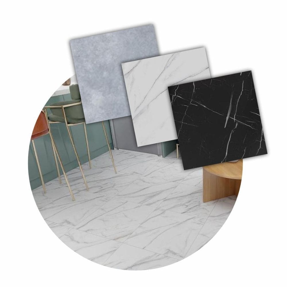 Piso Vinilico Autocolante 12 Placas 46X46 - Marmore Carrara