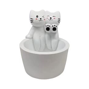 Castiçal Cartoon Kitten Design Cat Warming Paws Resin