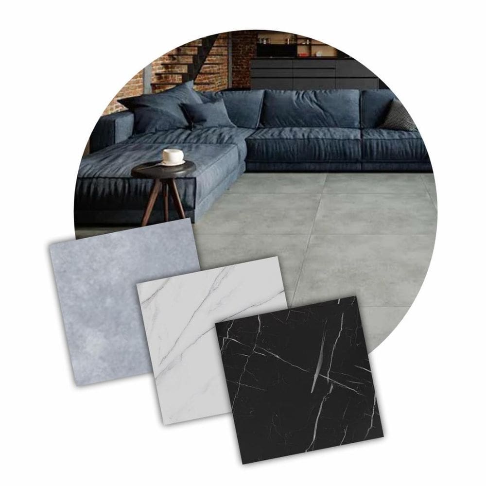 Piso Vinilico Autocolante 12 Placas 46X46 - Cimento Cinza