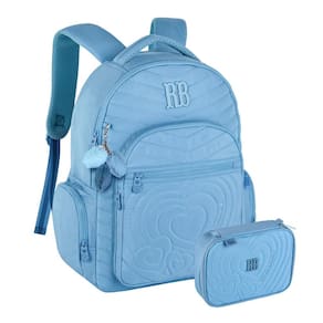 Kit Mochila Rebecca Bonbon De Costas Com Estojo Box - Azul