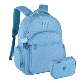Kit Mochila Rebecca Bonbon De Costas Com Estojo Box - Azul