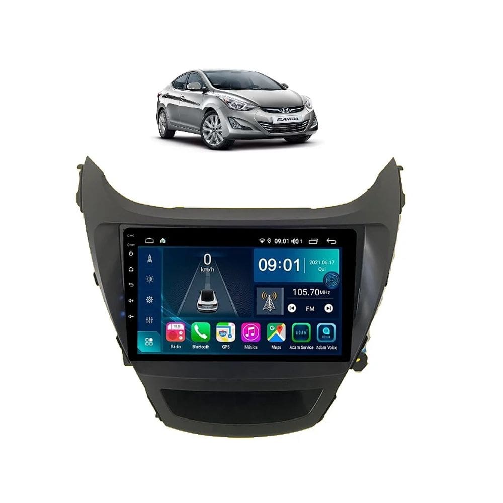 Kit Multimídia Elantra 2015 / 2016 9 Pol Android Carplay 2/32GB - 915BR ROADSTAR