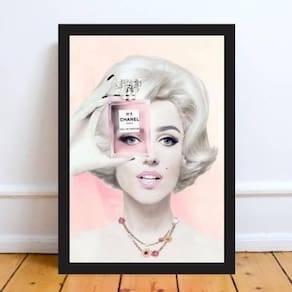 Quadro Fashion Marilyn Perfume 24X18Cm Moldura Preta