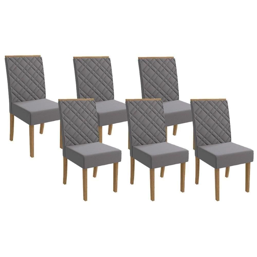 Cadeira De Cozinha 2cad149fr Kit 6 Un Freijó Suede Titanio A050