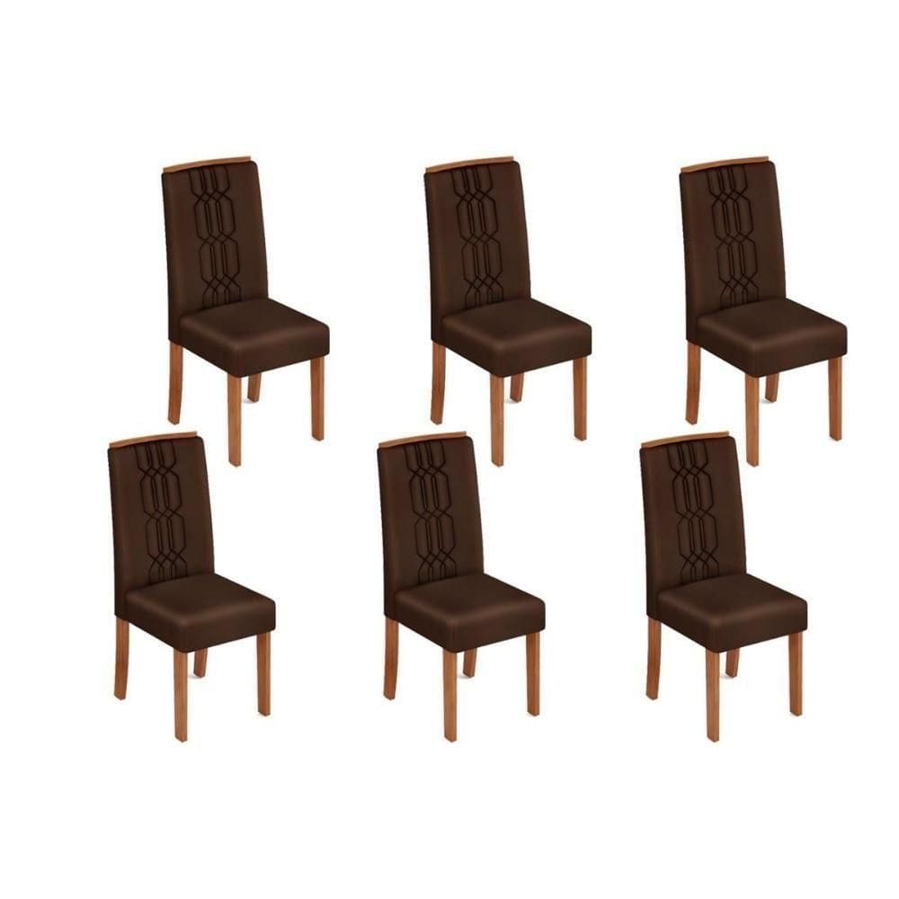 Cadeira De Cozinha Zoe Kit 6 Un Cedro Suede Moca