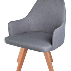 Cadeira para Sala de Estar com Pé Giratório de Madeira Ivete Cinza/Castanho