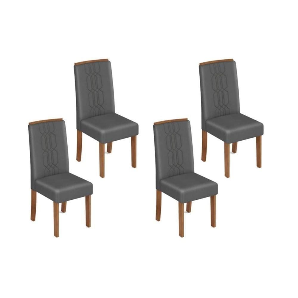 Cadeira De Cozinha Zoe Kit 4 Un Freijó Suede Lunar