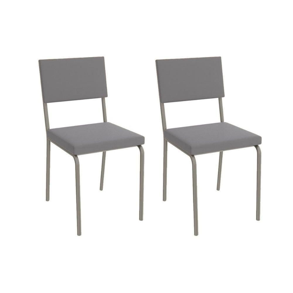 Cadeira De Cozinha Zaria 2c128 Aço Kit 2 Uni Niquel Suede Cinza