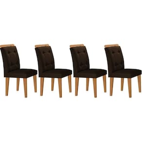 Cadeira De Cozinha Imperatriz Kit 4 Un Capuccino Suede Marrom Rufato