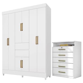 Kit Guarda Roupa Casal 8 Portas Munique Cômoda Triunfo