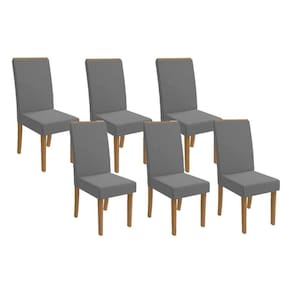 Kit 6 Cadeiras De Cozinha 2cad142fr 6 Un Freijó Linho Cinza A056