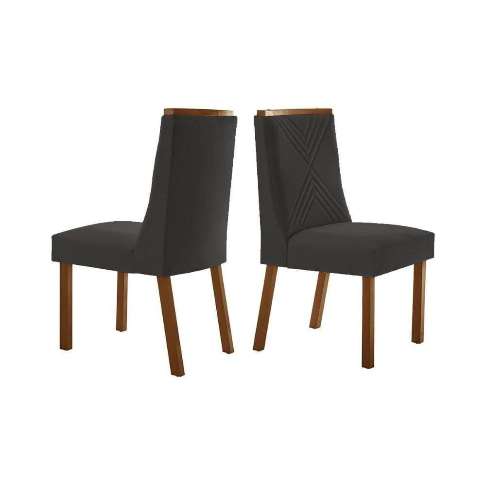 Cadeira De Cozinha Montreal Kit 2 Un Imbuia Suede Grafite Rufato
