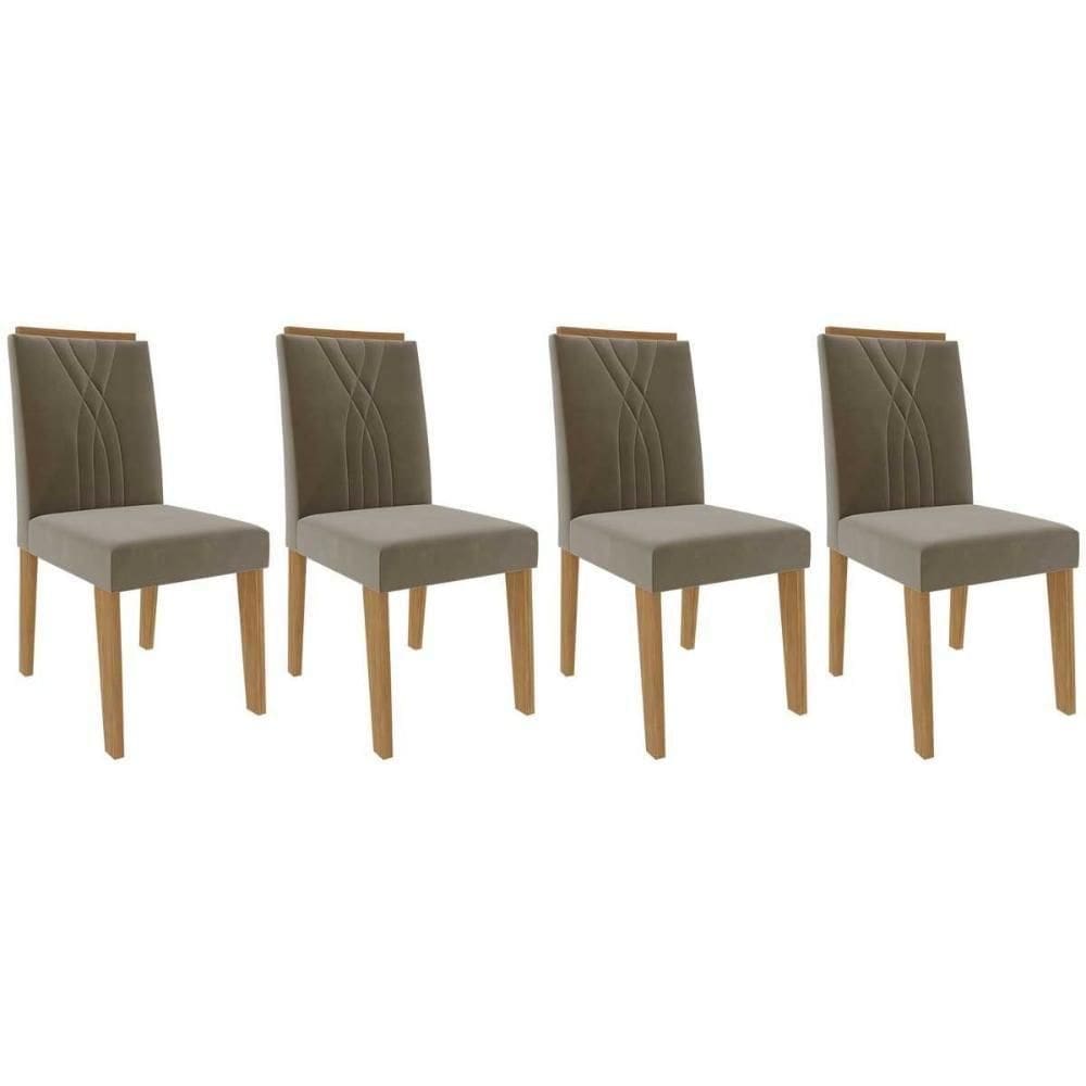 Kit 4 Cadeiras Sala Jantar Nicole 4 Un Nature Suede Joli Chocolate Cimol