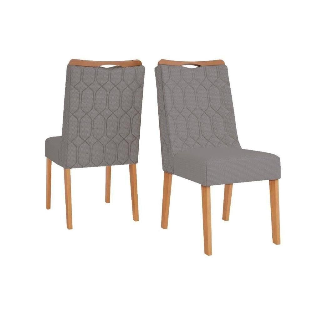 Kit 2 Cadeiras De Cozinha Bia Cedro Suede Lunar Grafite