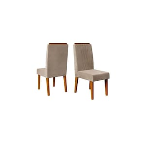 Kit 2 Cadeiras De Cozinha Lia 2 Un Freijó Suede Kraft Bege