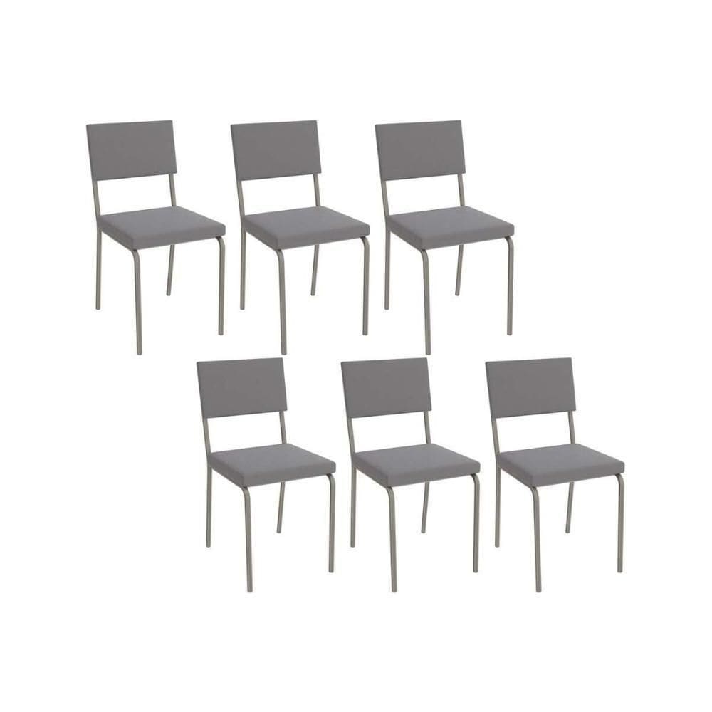 Cadeira De Cozinha Zaria 2c128 Kit 6 Un Niquel Cinza A050 Suede Suede