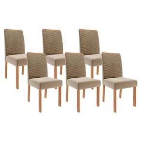 Cadeira Sala De Jantar Clarice Kit 6 Un Madeirado Suede Joli Capuccino Cimol