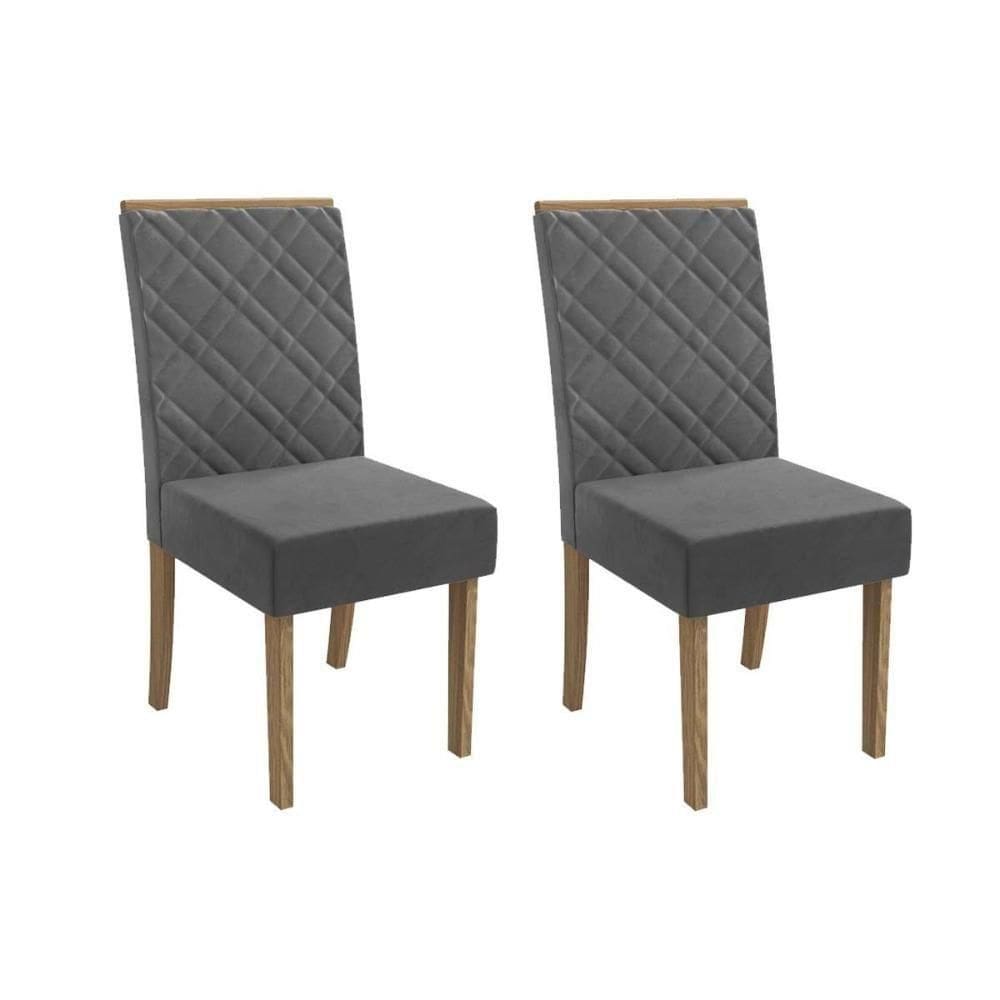 Kit 2 Cadeiras De Cozinha 2cad149 2 Un Canela Suede Cinza