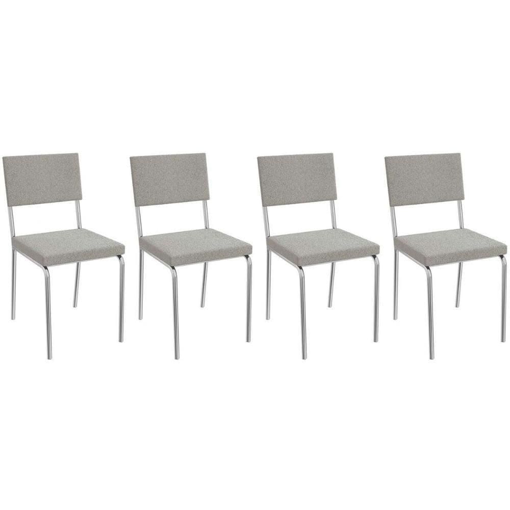 Cadeira De Cozinha Zaria 2c128 Kit 4 Un Cromado Boucle Cinza